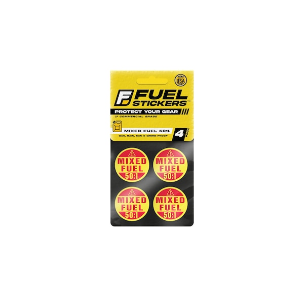 Fuel Stickers Mixed Fuel Sticker 50:1, 2-Cycle Label: Fuel Can & Outdoor Power Equipment, Hvy-Dty, 1'' Dia, 4PK Z-1RMF50-4PK - main
